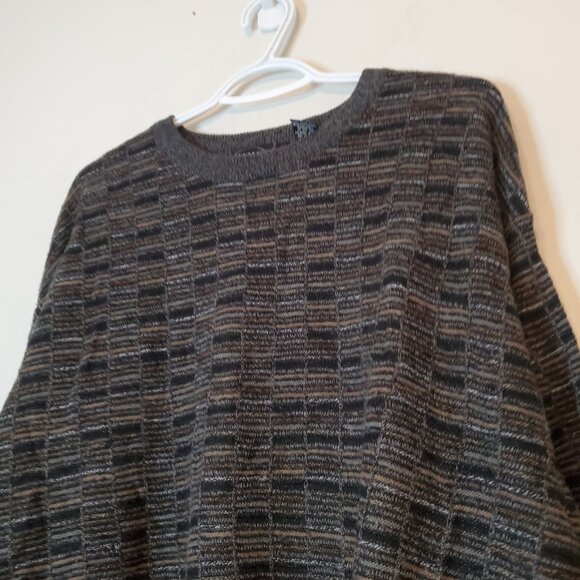Vintage 90s Patterned Earth Tone Knit Sweater Brown Size XL - Picture 3 of 4